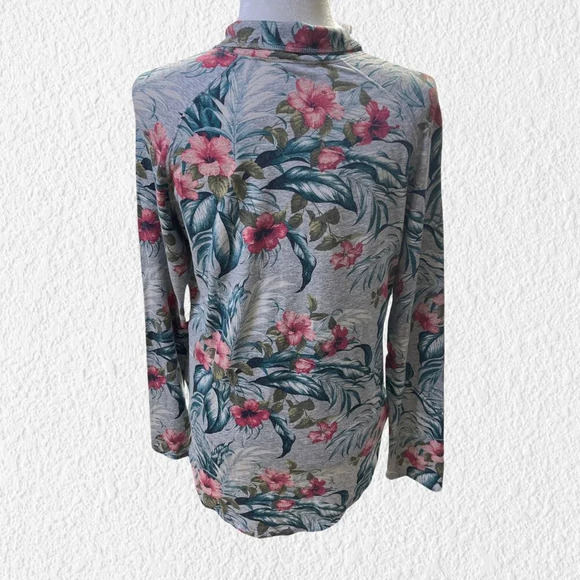TOMMY BAHAMA Womens Partial Zip Front Pullover Athletic Top Gray Floral Size XS - Picture 2 of 8